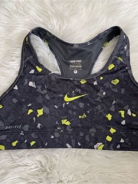 Nike Pro Dri-FIT Sports Bra with Neon Yellow Accents
